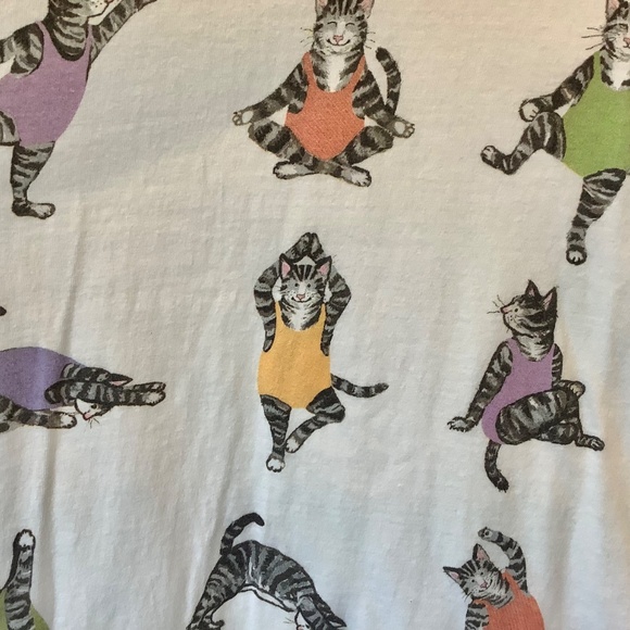 Vintage 90's T-shirt Yoga Cats Yoga Pawsitions Cotton Size Medium - Picture 4 of 8
